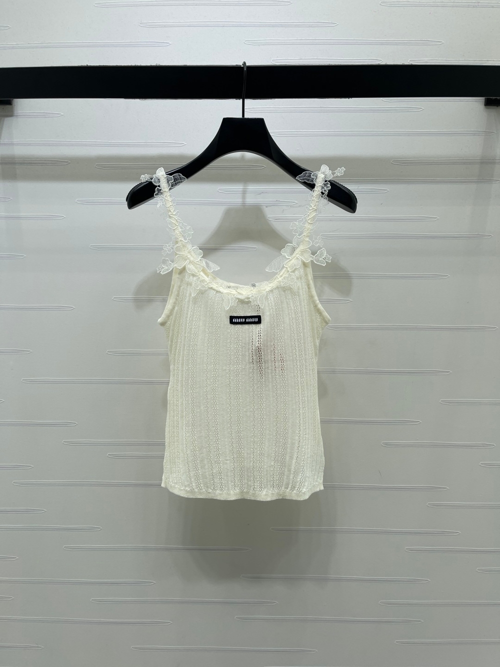 Miu Miu Cream Lace Cami & Knit Cardigan Two Piece Set - Picture 4 of 8